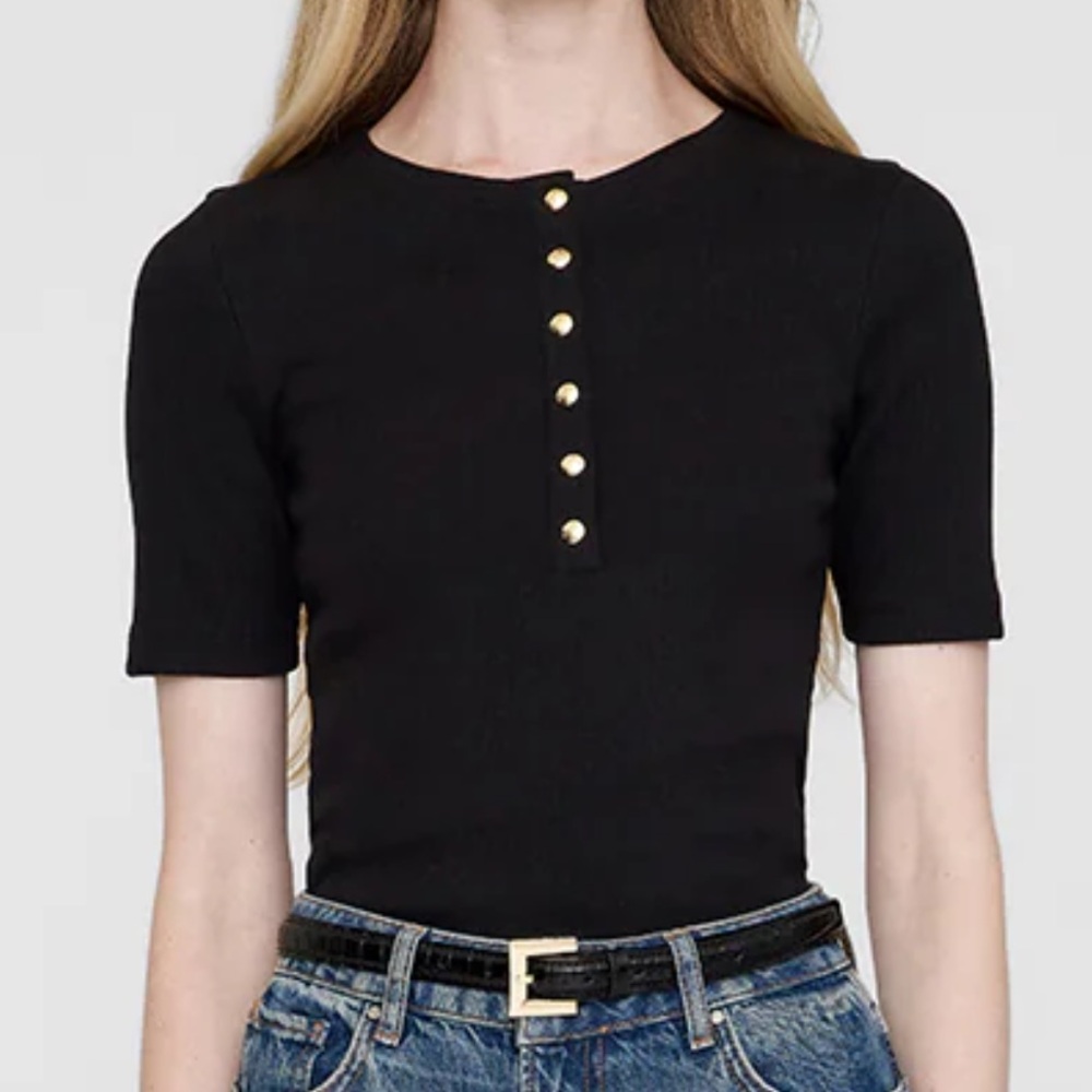 NWT ANINE BING Black Alessia Tee